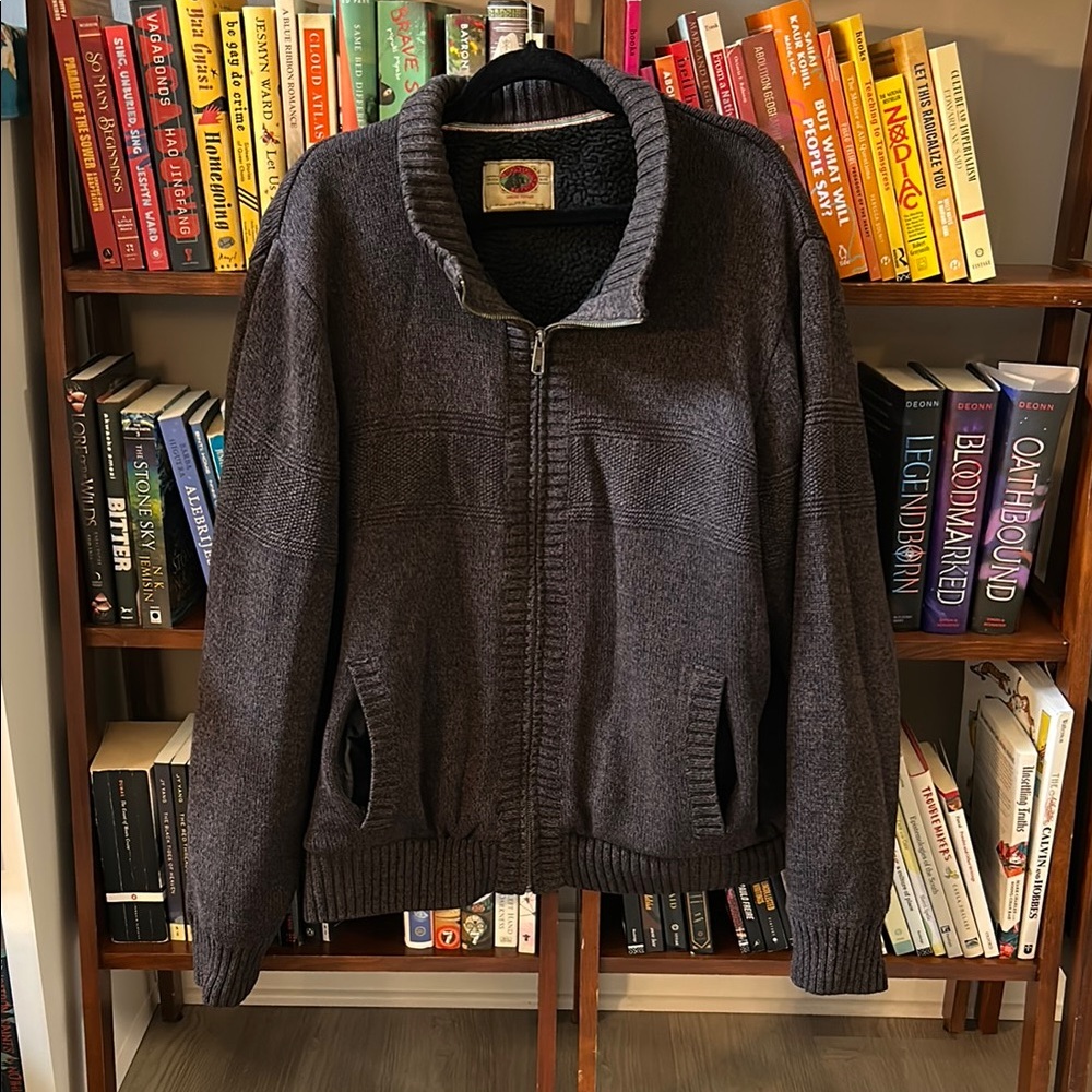 Boston Traders Men's Charcoal Zip-Up Sweater
